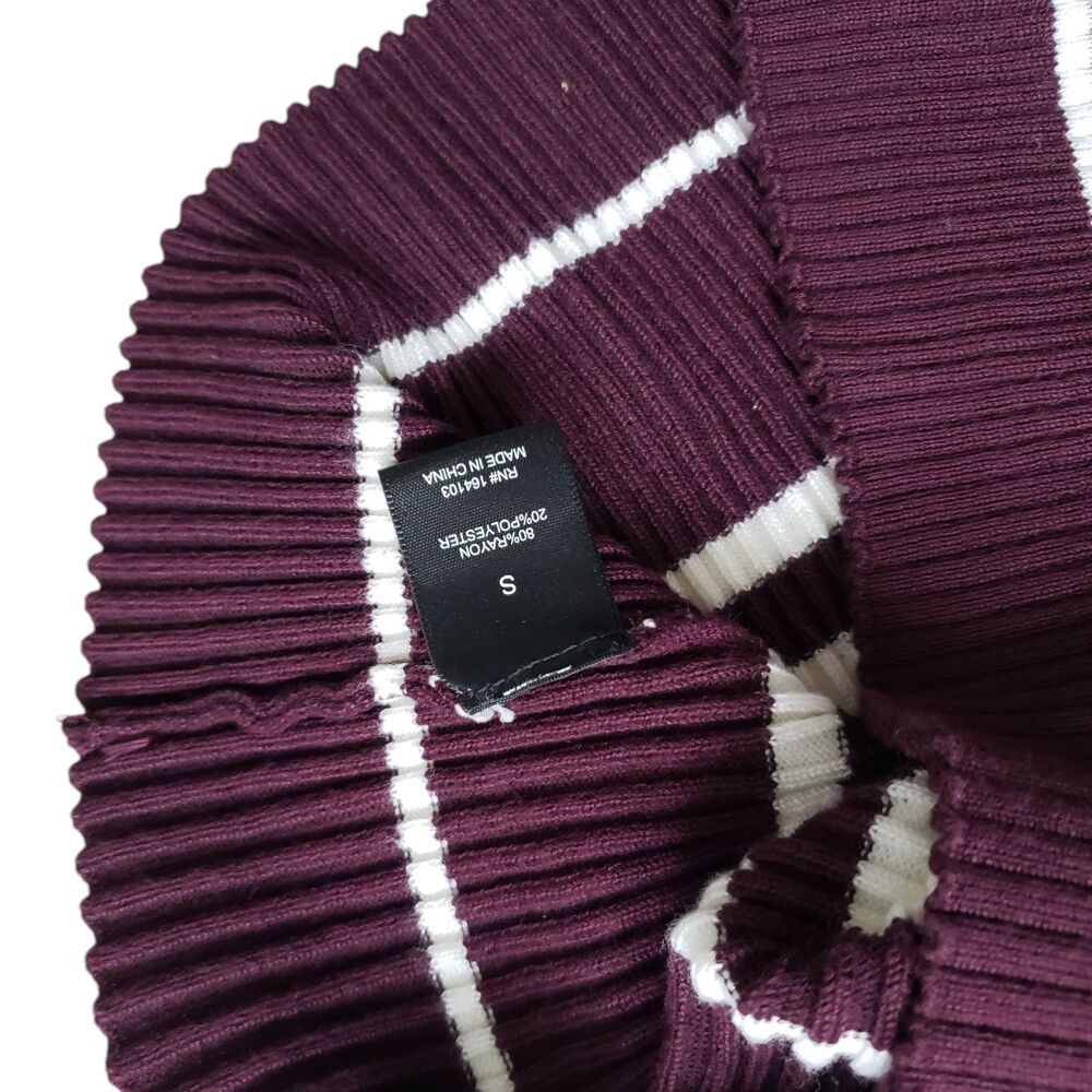 Say What Striped Dress Womens Small Burgundy Long Sleeve Ribbed Bodycon Y2K - Picture 5 of 10